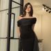 Verve YJ23706 One-Shoulder Mesh Ribbon Ins Style New Elegant Slim Black Long Dress For Women_ecoleips.com