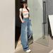 Wholesale American Retro High-waisted Straight Wide-leg Curved Jeans For Women, Spring Collection, Loose-fitting,_ecoleips.com