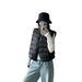 girl Girl Wang Qizhi 90% White Duck Stand Collar Drawstring Sleeveless For Women Winter Ribbed Down Jacket Vest WQ038_ecoleips.com
