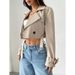 Women's Clothing Spring New Style With Belt Lapel Short Casual Windbreaker Jacket Elegant Style Women_ecoleips.com