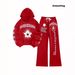 Women's Hip Hop Letter Print Sweatshirt Set Casual Fashion Trendy Loose Fit_ecoleips.com