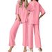 2024 Autumn European And American Women's Fashion Simple Round Neck Five-Quarter Sleeve Comfortable Top Loose_ecoleips.com