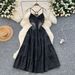 Premium High-End Denim Dress Backless Strapless Bow Tie Waist Slimming Fit Niche Selection Hollow out_ecoleips.com