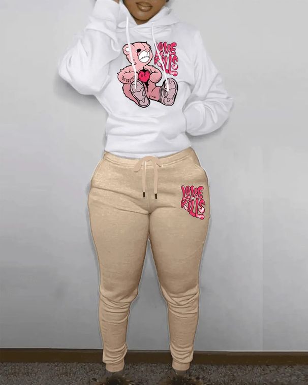 Women's Oversized Loose Fit Sweatshirt And Sweatpants Set Hip Hop Street Casual Printed New Autumn Collection_ecoleips.com