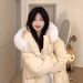 girl Girl Girl Plus Size Yellow Mid-Length Fur Collar Down Cotton Jacket For Women Winter New Thickened Hooded Puffer Coat_ecoleips.com