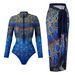 Women's Smart Sunscreen One Piece Swimsuit Quick Drying Long Sleeve European American Style Swimwear Sexy Vacation Polyester_ecoleips.com