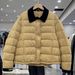 girl 2025 Winter Casual Cotton Jacket For Women, Niche Simple Fashion Turn-Down Collar Color-Block Design Warm Coat_ecoleips.com