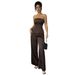 Elegant Women's Strapless Waist Cinching Wide Leg Pants Suit American Style Spring Summer_ecoleips.com