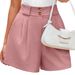 Women's Clothing Summer New High Waist Fashion Casual Shorts Solid Color Comfortable With Pockets_ecoleips.com