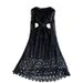 Elegant French Style Midi Dress For Women With Lace Detailing Round Neck Fitted Waist_ecoleips.com