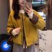 girl Girl 2025 Winter New Loose Slimming Block Jacket Women Single Breasted Casual Contrast Color Short Cotton Coat_ecoleips.com