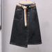 Women's Clothing Summer irregular A line slim skirt spring and summer high end elastic waist versatile denim skirt women's mid length skirt_ecoleips.com