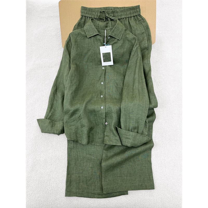 Women's Clothing Unique And Beautiful Suit Spring New Women's High End Green Shirt Wide Leg Pants Two Piece Suit_ecoleips.com
