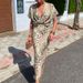 2026 Cross-Border Foreign Trade European And American Women's Clothing Spring New Fashion Knot Print Sexy V-Neck_ecoleips.com