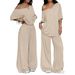Women's Clothing Spring/Summer Women's Casual Wide Leg Pants Suit Solid Color Sports Two Piece Loose Trousers_ecoleips.com