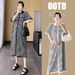 Summer New Korean Fashion Maternity Striped Knitted Dress_ecoleips.com