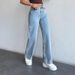 Women's plus Size Straight Leg Jeans Trendy Wide Leg Floor Length Loose Trousers New Style Casual Denim_ecoleips.com