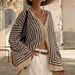 Women's Clothing Spring New Long Sleeved Shirt Striped Loose Cardigan Shirt Women_ecoleips.com