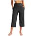 2025 Cross-Border European And American Women's Fashion Solid Color Wide-Leg Cropped With Pockets, Tummy Control, High_ecoleips.com
