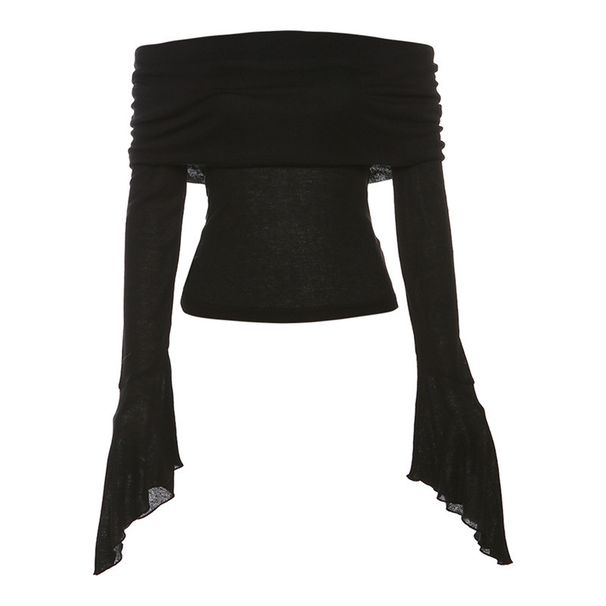 2026 European And American Style Cross-Border Spring New Women's Solid Color Slim Fashion Off-Shoulder Sexy Backless_ecoleips.com