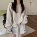 Verve Waffle Shorts Long Sleeve Top Two Piece Set Women Summer Plus Size Loose Harajuku Style Casual Fashion Outfit_ecoleips.com