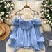 Women's Premium Off-Shoulder Chiffon Blouse French Gentle Style Ruffled Trim Loose Fit Light Flowing Top for Autumn 2025_ecoleips.com