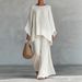 Women's Clothing Elegant Wide Leg Pants Set Solid Color Shirt Loose Fit American Fashion For Spring/Autumn/Summer_ecoleips.com