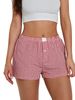 Women Polyester Short Pants Homewear Plaid Basic Pajama Sleep Bottoms Loose Thin Breathable Beach Shorts Nightwear Underwear_ecoleips.com