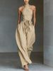 New Women's Elegant One-Shoulder Wide Leg Pants Bow Waist Design European American Style Jumpsuits Rompers_ecoleips.com