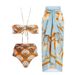 Women's Clothing 3-Piece Bikini Swimsuit Set With Chiffon Long Skirt Retro Strappy Design Sexy Vacation Wear_ecoleips.com