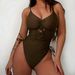 Women's Clothing Brown Cutout Strappy One Piece Swimsuit Style Women's Bikini Swimwear For Formal & Casual For Women_ecoleips.com