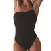 Women's Clothing Single-shoulder Metal Buckle One-piece Swimsuit Slim Belly-covered Bikini Swimsuit_ecoleips.com
