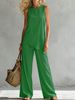 Women's Solid Color Asymmetrical Hem Sleeveless Top And Pants Two Piece Set Summer_ecoleips.com