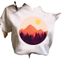 Popular Women's Clothing New Style Feather Floral Casual Cartoon White Regular Shoulder Short-sleeve T-shirt For Women_ecoleips.com