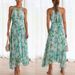 Women's Clothing Halterneck Sleeveless V Neck Printed Long Skirt Dress_ecoleips.com