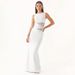 Summer Women's Dress European American Style Solid Color Semi Transparent Hollowed out Lace Twisted Waistband Cross Border Trade_ecoleips.com