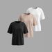 Women's Style Casual Round Neck Short Sleeve Plain Sports Top Loose Three Piece T-Shirt Set Solid Color_ecoleips.com