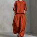 Women's Casual Linen-Blend Shirt And Wide-Leg Pants Set - Breathable Comfort Two-Piece Outfit_ecoleips.com