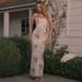 Elegant Sexy Retro Botanical Print Bodycon Dress Oil Painting Style Women's Clothing Set_ecoleips.com