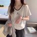 Large Size Fat Mm Contrasting Colors 2026 Summer Pure Cotton V-neck Loose Short-sleeved T-shirt Women's Retro Versatile_ecoleips.com