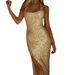 Women's Clothing Spring/Summer Gold Slit Sequined Long Dress For Women Sexy Party Wear Fashion For Formal & Casual For Women_ecoleips.com