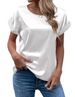 Women's Clothing Women's Satin Shirt Short Sleeved Loose Fit Casual Versatile Round Neck Blouse For Formal & Casual For Women_ecoleips.com