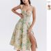 Floral Print Slit Maxi Dress For Women - Elegant Slimming Sleeveless Sundress With Side Split, A-Line Summer Evening Gown_ecoleips.com