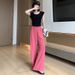 Suitable For All Seasons H348 Breathable Anti-Mosquito Yamamoto Women Thin High Waist Draped Casual Straight Spring Autumn Lazy Style Wide Leg_ecoleips.com