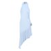European And American Style Women's Dress, Solid Color, Halter Neck, Round Collar, Asymmetrical Hem, Sleeveless, Floral,_ecoleips.com