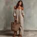 2026 Summer New Elegant Casual Loose One Collar Striped Dress For Women_ecoleips.com