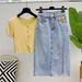 High-Waisted Side Slit Denim Skirt for Women Slimming A-Line Bodycon Midi Skirt Summer 2021 Trendy Instagram-Friendly_ecoleips.com