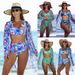 Women's Clothing Fashion Sexy Multi Color Printed Mesh Women's Bikini Bikini Three Piece Women's Swimsuit_ecoleips.com