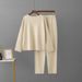 Women's European American Style Off-Shoulder Knitwear Set Loose Fit Sweater And Pants Ensemble_ecoleips.com