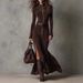 2025 Autumn European And American Cross-Border Fashion New Elegant Slim-Fit Zipper Stand-Up Collar Jumpsuit Long Dress_ecoleips.com